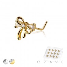 12PCS OF MULTI CZ RIBBON 316L SURGICAL STEEL L-SHAPE NOSE BOX